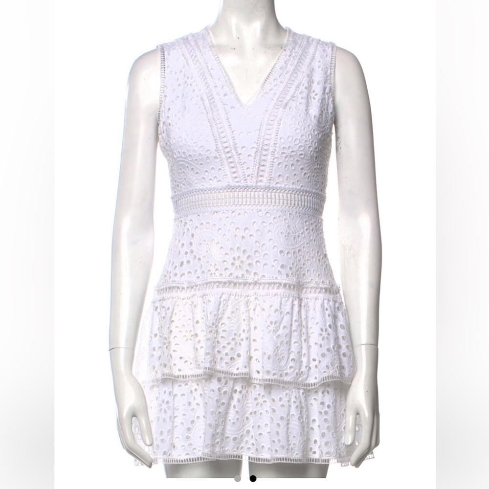 Alice + Olivia Lace pattern summer vacation mini dress white XS
